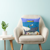 眠おもしろいるサメと魚釣り漫画 クッション (椅子)