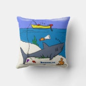 眠おもしろいるサメと魚釣り漫画 クッション (裏面)