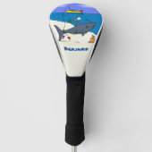 眠おもしろいるサメと魚釣り漫画 ゴルフヘッドカバー (正面)