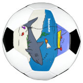 眠おもしろいるサメと魚釣り漫画 サッカーボール (回転)
