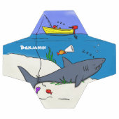 眠おもしろいるサメと魚釣り漫画 サッカーボール (フラット)