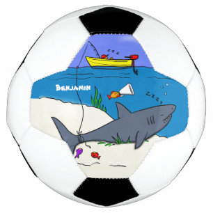 眠おもしろいるサメと魚釣り漫画 サッカーボール