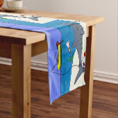 眠おもしろいるサメと魚釣り漫画 ショートテーブルランナー (インサイチュ)