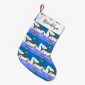 眠おもしろいるサメと魚釣り漫画 スモールクリスマスストッキング (正面 (吊り時))