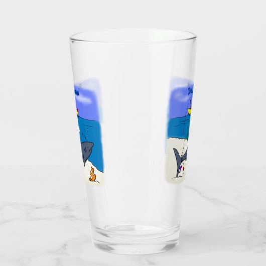 眠おもしろいるサメと魚釣り漫画 タンブラーグラス (左)