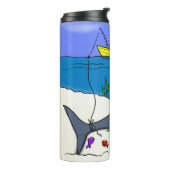 眠おもしろいるサメと魚釣り漫画 タンブラー (回転左)