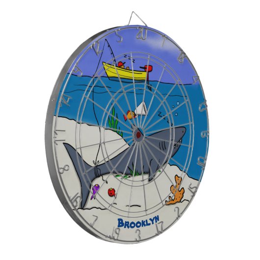 眠おもしろいるサメと魚釣り漫画 ダーツボード (正面左)