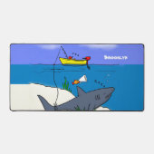 眠おもしろいるサメと魚釣り漫画 デスクマット (正面)