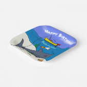 眠おもしろいるサメと魚釣り漫画 ペーパープレート (傾斜あり)