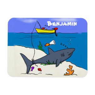 眠おもしろいるサメと魚釣り漫画 マグネット