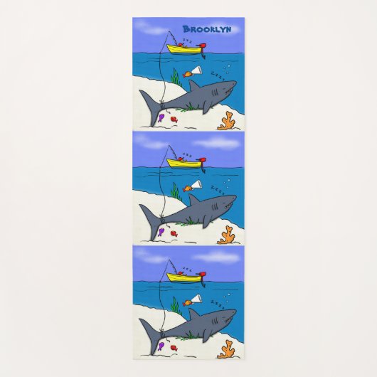 眠おもしろいるサメと魚釣り漫画 ヨガマット (正面)
