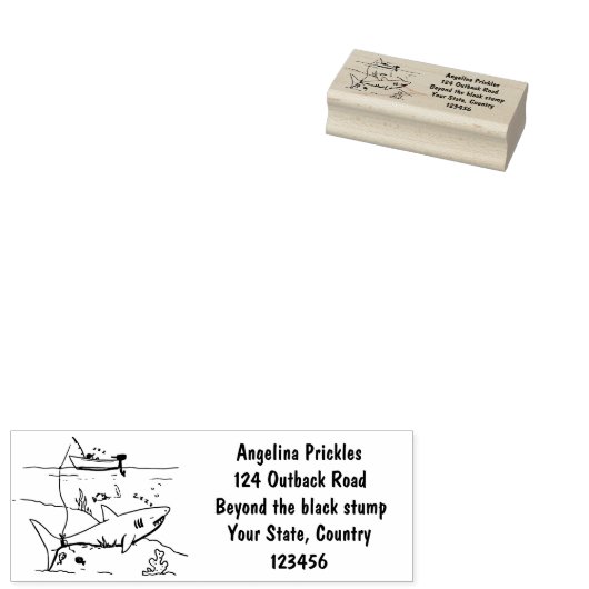 眠おもしろいるサメと魚釣り漫画 ラバースタンプ (押印)