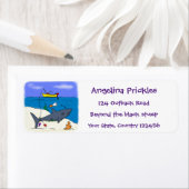 眠おもしろいるサメと魚釣り漫画 ラベル (インサイチュ)