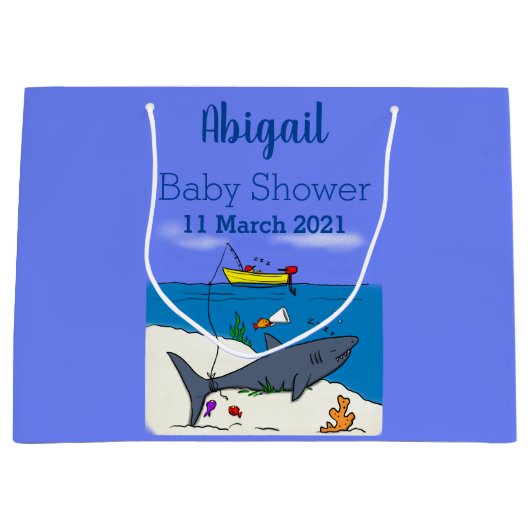 眠おもしろいるサメと魚釣り漫画 ラージペーパーバッグ (正面)