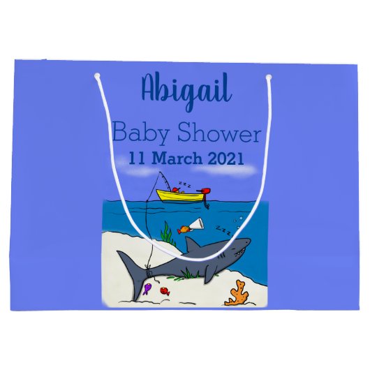 眠おもしろいるサメと魚釣り漫画 ラージペーパーバッグ (裏面)