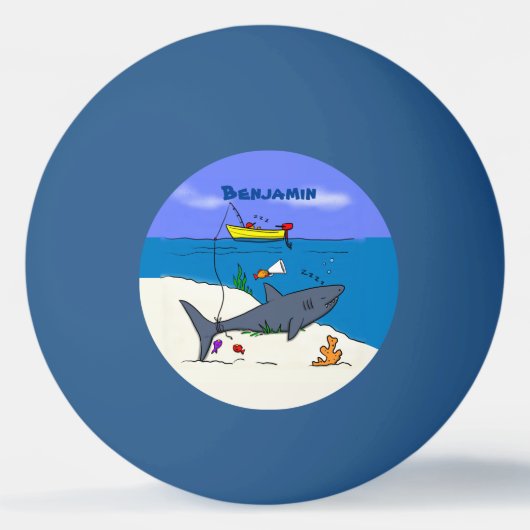 眠おもしろいるサメと魚釣り漫画 卓球ボール (正面)