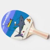 眠おもしろいるサメと魚釣り漫画 卓球ラケット (横)