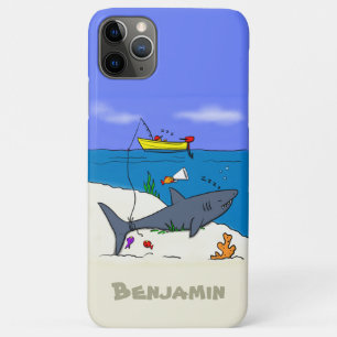 眠おもしろいるサメと魚釣り漫画 iPhone 11 PRO MAXケース