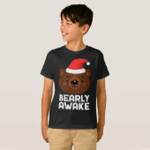 眠おもしろいる怠惰Bearly目覚める茶色のベアキリスト Tシャツ (正面フル)