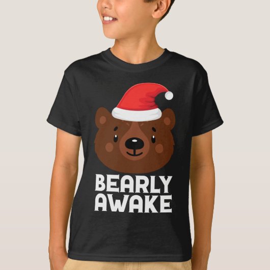 眠おもしろいる怠惰Bearly目覚める茶色のベアキリスト Tシャツ (正面)