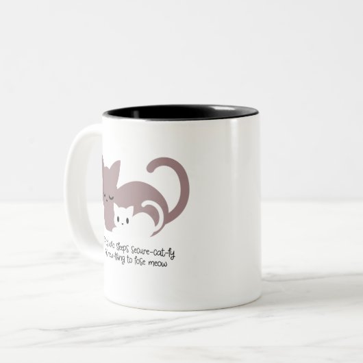 眠おもしろいる猫パンとアートI ツートーンマグカップ (正面左)