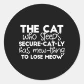 眠おもしろいる猫引用文 ラウンドシール (正面)