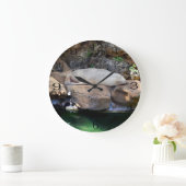 眠おもしろいる白いアシカ ラージ壁時計 (ホーム)