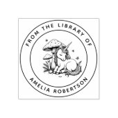 眠お洒落る一角茸の図書本 ラバースタンプ (インプリント)