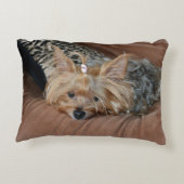 眠くて愛らしいヨークシャーテリアパピー アクセントクッション (裏面)