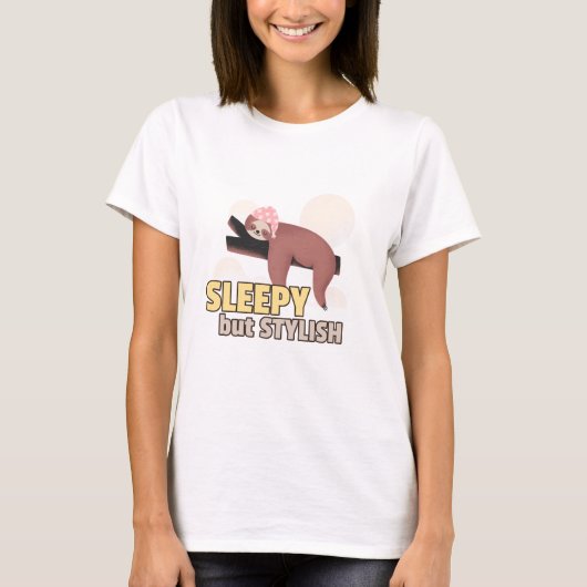 眠そうだけどおしゃれな赤ちゃんの眠り Tシャツ (正面)