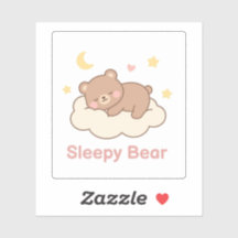 眠そうなくまのステッカー | かわいいポーズのくま