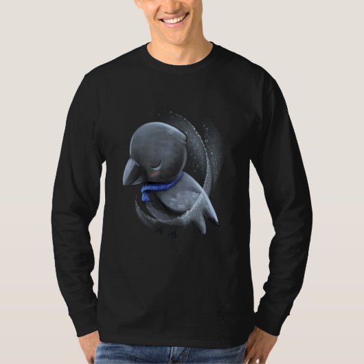 眠そうなひよこ 赤ちゃんカラス Tシャツ (正面)