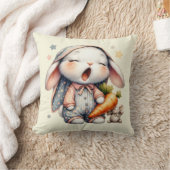 眠そうなウサギのクッション クッション (ブランケット)