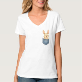 眠そうなウサギのポケット Tシャツ