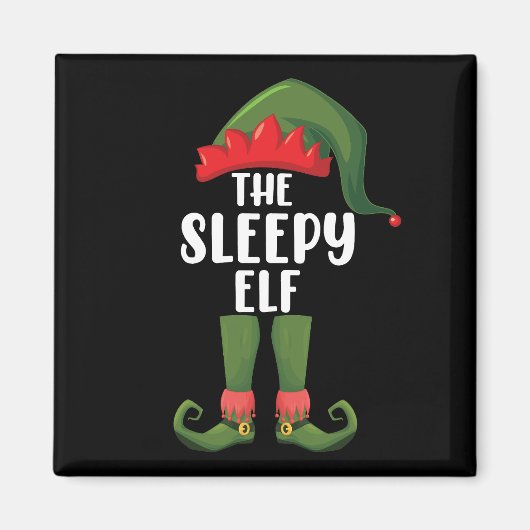 眠そうなエルフの家族おそろいクリスマス マグネット (正面)