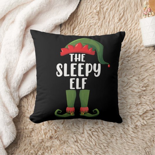 眠そうなエルフの家族 おそろい クリスマス クッション (ブランケット)