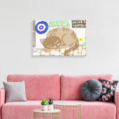 眠そうなギリシャ料理店の猫の地中海シーン キャンバスプリント (インサイチュ (リビング))
