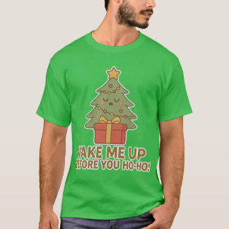 眠そうなクリスマスツリーの面白いホリデーギフトボックスデザイン Tシャツ