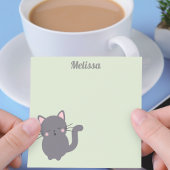 眠そうなグレー猫のサージグリーン付箋 ポストイット