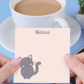 眠そうなグレー猫のピンク付箋 ポストイット