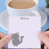 眠そうなグレー猫の紫色の付箋 ポストイット