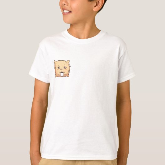 眠そうなコーヒーの枕の子供たち Tシャツ (正面)