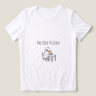 眠そうなコーヒーアヒルの朝の気分 面白いかわいい女性 トライブレンドTシャツ