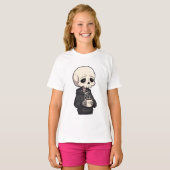 眠そうなスケルトンの子供パーカー Tシャツ (正面フル)
