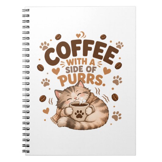 眠そうなトラ猫のコーヒー愛好家スパイラルノート ノートブック (正面)