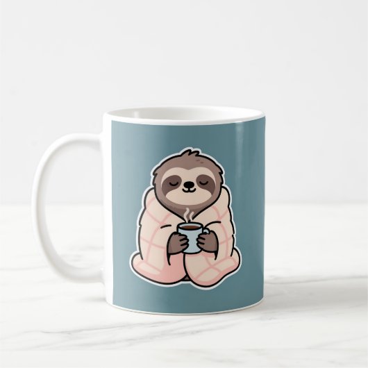 眠そうなナマケモノの面白い朝の飲み物 コーヒーマグカップ (左)