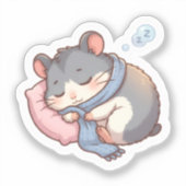 眠そうなハムスター ステッカー ⭐ シール (正面)