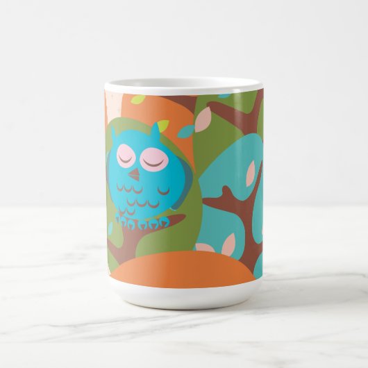 眠そうなフクロウ コーヒーマグカップ (中央)