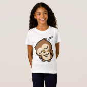 眠そうなフクロウ Tシャツ (正面フル)