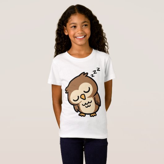 眠そうなフクロウ Tシャツ (正面フル)